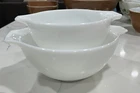 Vintage Pyrex White Cinderella Mixing Bowls Set of 2 441 & 442 Nice