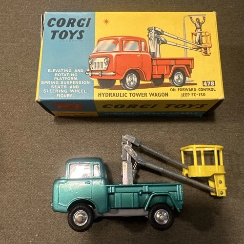 Corgi 478 Hydraulic Tower Wagon On Forward Control Jeep FC-150 In Original Box