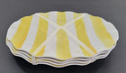 Set/Four (4) Melamine Scalloped Edge YELLOW STRIPED 9" Salad Plate New