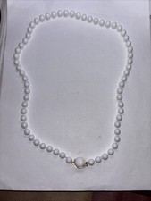 Vintage White Plastic Bead Beaded Necklace Hong Kong 24  