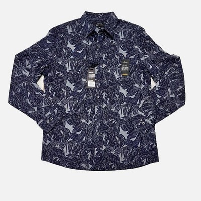 Marc Anthony Luxury Slim Fit Blue Floral Long Sleeve Shirt Size Medium  NWT
