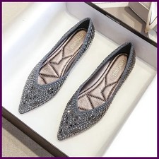 Women's Ballet Flats 2025 New Rhinestones Flat Casual Loafers Female Plus