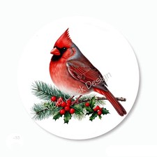 CARDINALON HOLLY BRANCH CHRISTMAS STICKERS HOLIDAY PARTY FAVORS ENVELOPE SEALS
