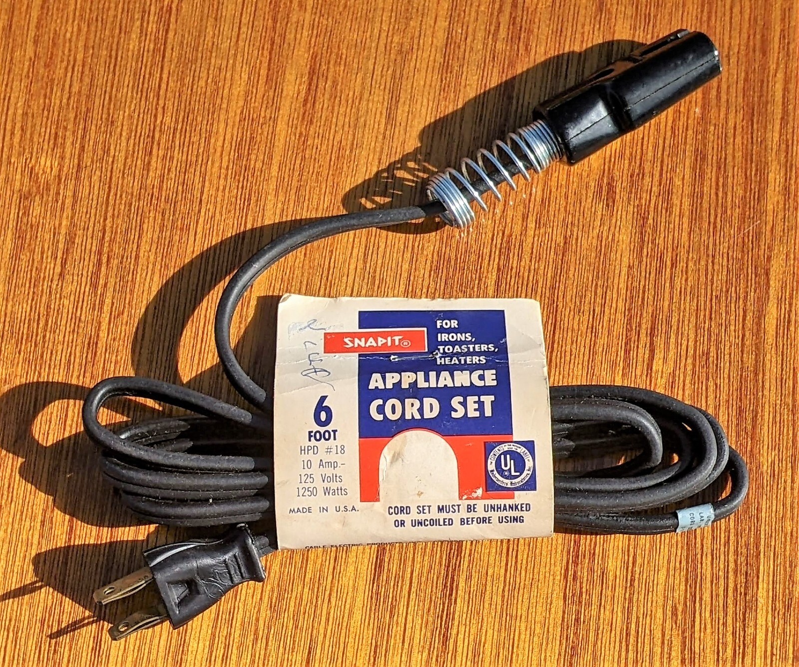 New Vintage Snapit Appliance Cord Set with Leviton Plug 6' Long FREE