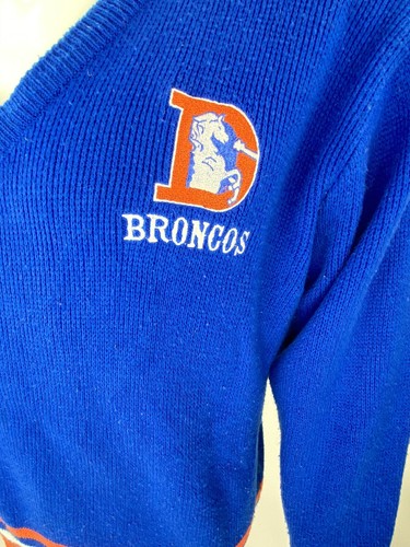 Maglione Vintage Raro Denver Broncos Starter Maglia Ricamato Scollo V Taglia M - Foto 2 di 8