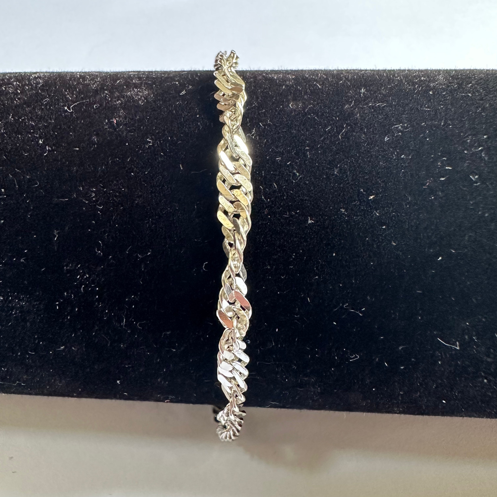 Solid 925 Sterling Silver Curb Chain Bracelet - image 2