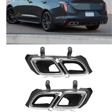 2x Steel Rear Tail Exhaust Muffler Pipes For Cadillac CT4 2020-2025 Silver UK