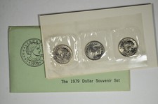 1979 P D S Susan B Anthony Dollars Souvenir Set - Green Envelope