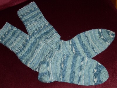 Wollsocken handgestrickt Gr. 37 Neu -ungetragen 75% Schurwolle pastellaquatürkis
