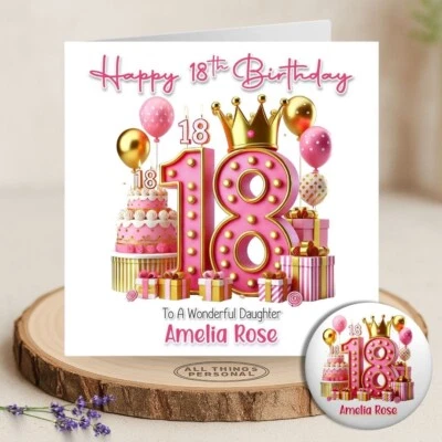 ALL THINGS PERSONAL 18th Birthday Card Personalised Granddaughter Daughter Niece Sister Friend Her
