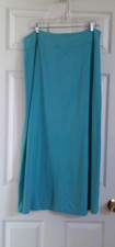 Fresh Produce Maxi Skirt XL Turquoise Stretch Knit Pull On USA Made Cotton Blend