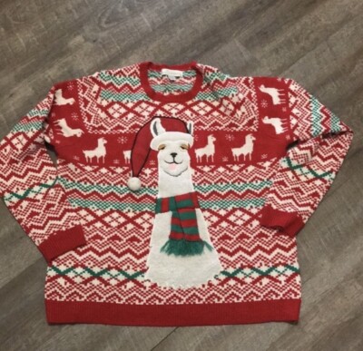 Jolly Sweaters Llama in Scarf and Santa Hat Ugly Christmas