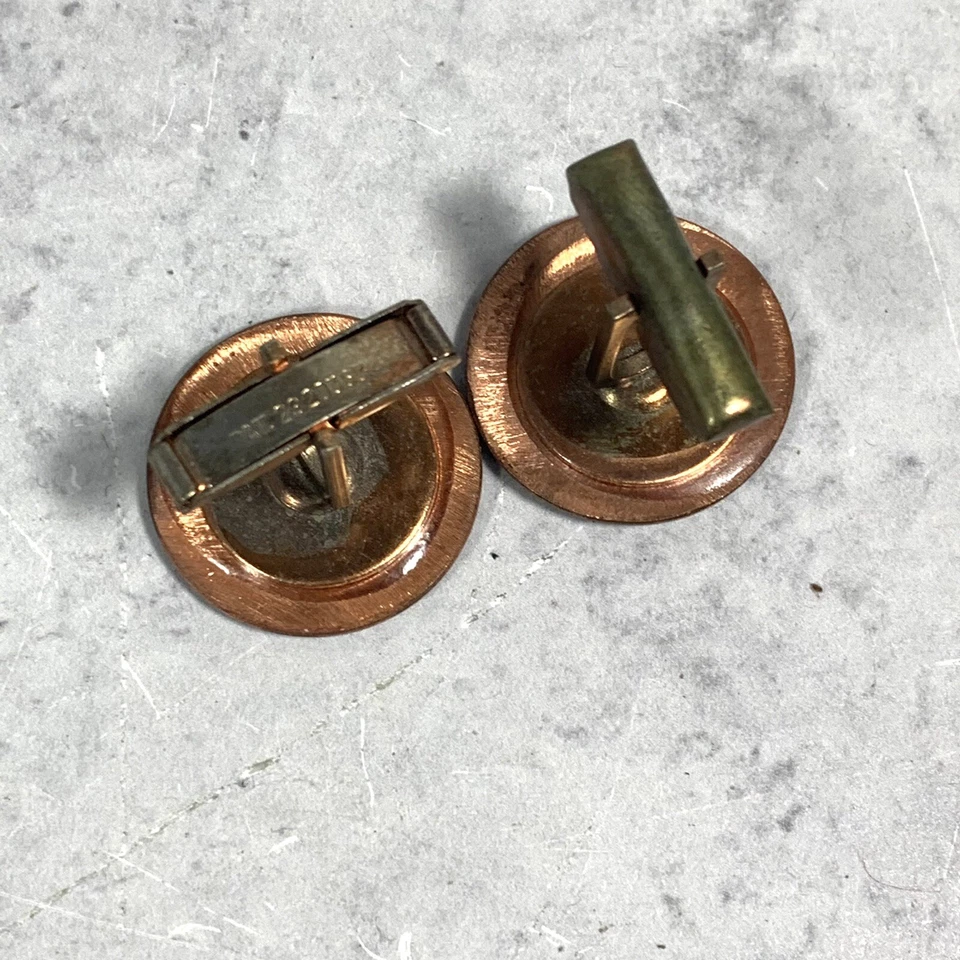 Abotoaduras esmaltadas cinza cobre década de 1960 - Imagem 4 de 4