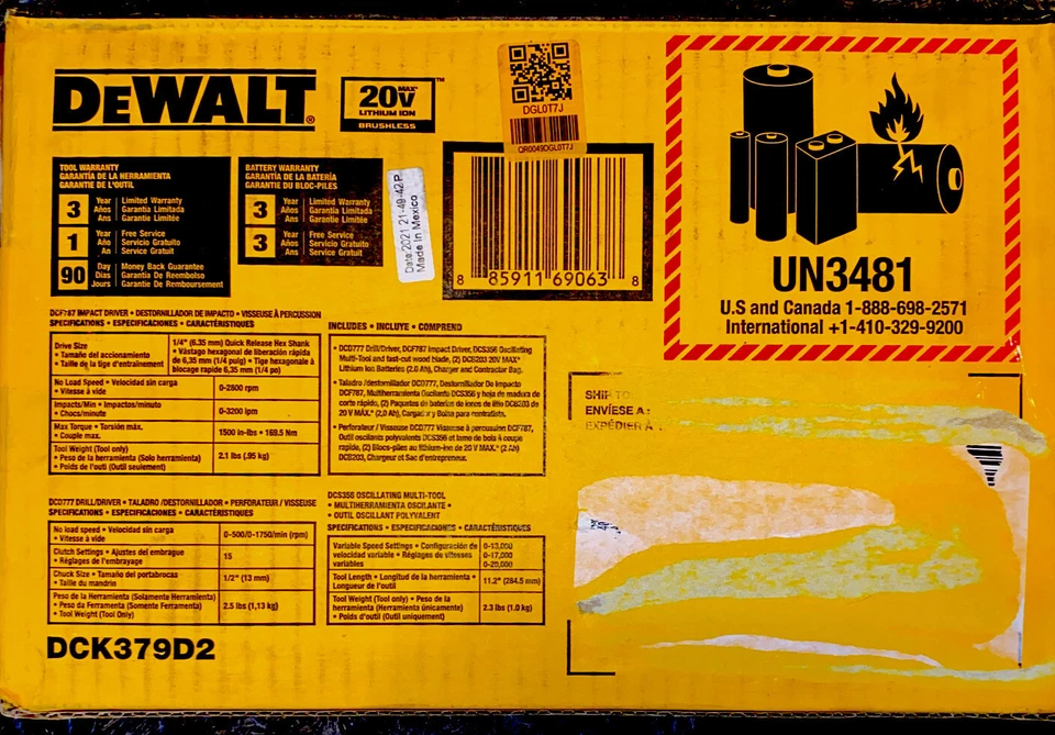 New - DEWALT 20V MAX Brushless Cordless 3 Tool Combo Kit Contractor Bag DCK379D2 - Image 3 of 4