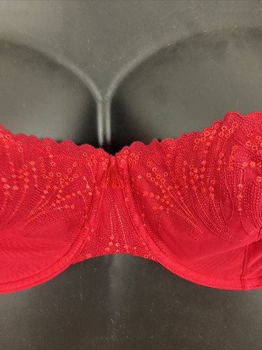 NWT Montelle Intimates Bra 32F 38D RED Lace Cup Balconette Sexy 9272 New - Picture 2 of 12