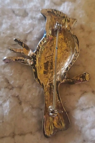Hand Painted Enamel Gold Tone Blue Bird Brooch Pin 2" - Picture 2 of 2