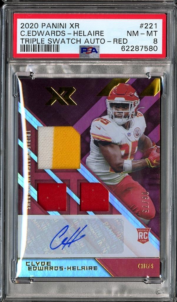 Clyde Edwards-Helaire Panini XR #221 Triple Swatch Autograph-Red
