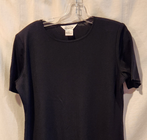 MISOOK EXCLUSIVELY MIDI DRESS SHORT SLEEVE SIZE L BLACK ACRYLIC STRETCH KNIT - Picture 3 of 6
