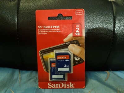 BRANDNEU UND VERSIEGELT 2ER-PACK SANDISK 2 GB VOLLE GRÖSSE SD SPEICHERKARTEN - UK VERKÄUFER