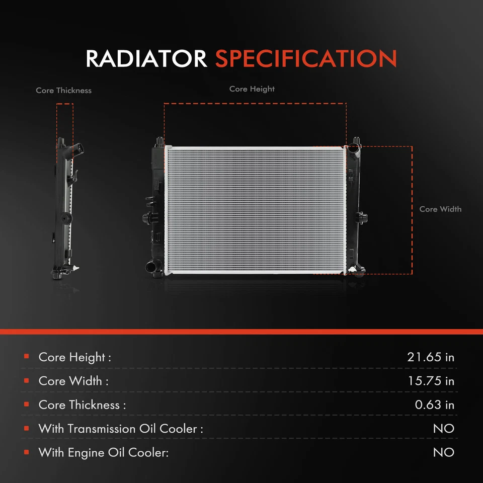 Radiador sin enfriador de aceite de transmisión para Mazda MX-5 Miata 2016 2017-2021 2,0 L Foto 2 de 4