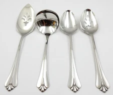 VINTAGE SET OF 4 ONEIDA COMMUNITY ROYAL FLUTE STAINLESS SERVING UTENSILS