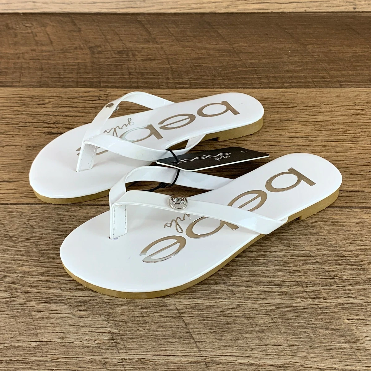 Bebe Girls White Sandals Flip Flops Size 11 Y Style ZTGBB 7454 B New with Tag