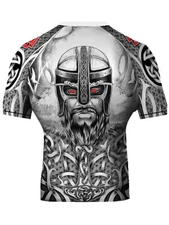 Raven Fightwear Men's Norseman BJJ Rash Guard Short Sleeve MMA White 