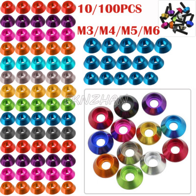Multicolor Aluminum Alloy Anodize Countersunk Flat Umbrella Head Gasket Washer