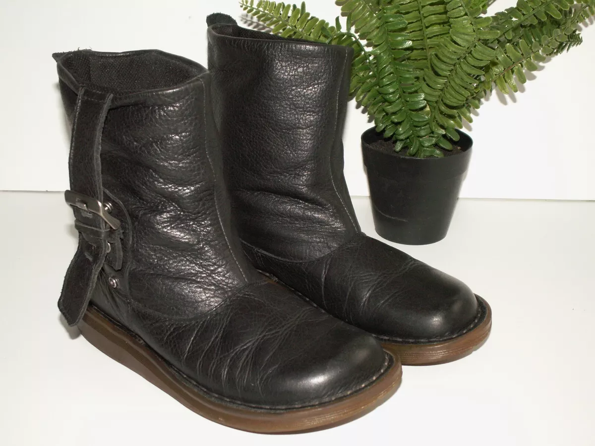 Black leather slouch boots uk sales