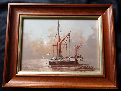 Maritimes L. Alexis Gemälde Schiff griechischer Künstler 7'' x 5'' gerahmtes Ölgemälde