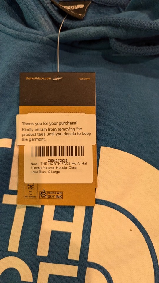 North Face Half Dome Men's Clear Lake Blue Pullover Hoodie Size XL eBay