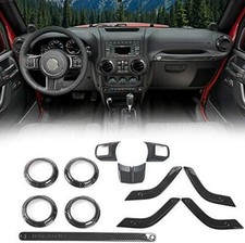 12x Full Set Interior Trim Kit For 2011-2017 Jeep Wrangler Jk 4dr Carbon Fiber