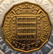 United Kingdom 3d Threepence 1967 Nickel-brass Coin - Portcullis - Elizabeth II