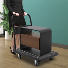 Platform Trolley, One-Hand Folding Trolley with Silent Wheels, Flat Moving Trolley Handw