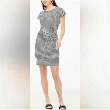 NWT J Crew Short Sleeve Striped Tie Waist T-shirt Dress Size Small