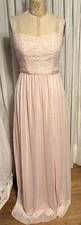 Vintage David’s Bridal Womens Pale Pink Lace/Chiffon Strapless Gown Sz 4 Used