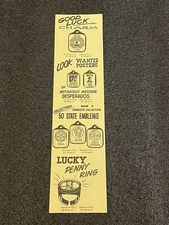 "NOS" New Old Stock Good Luck Charm, Lucky Penny Ring Vending Machine Insert NOS