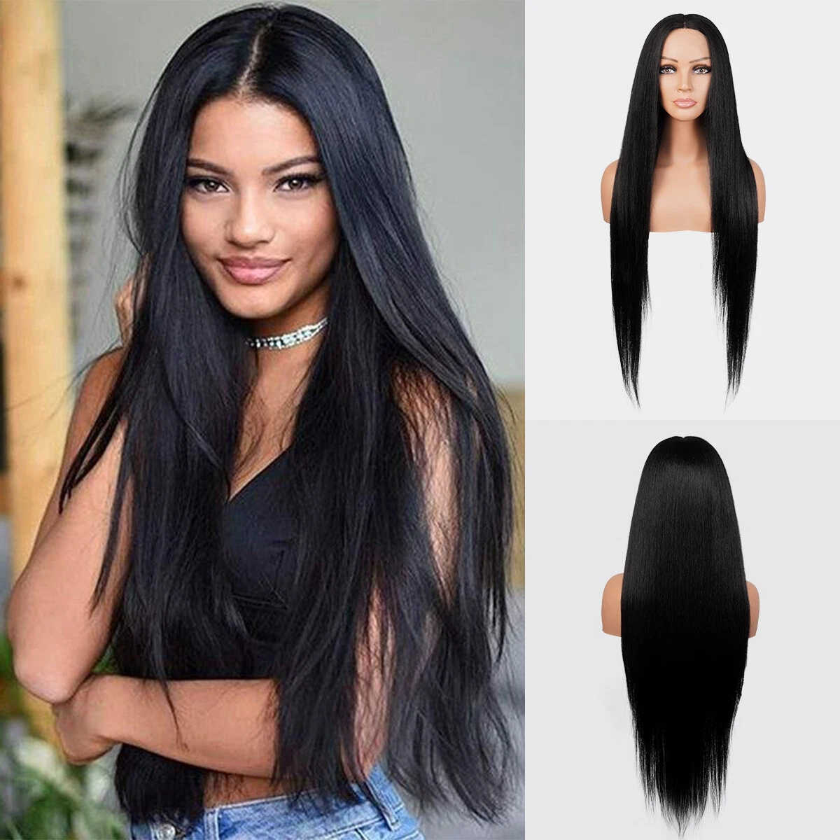 Lace Front Wig 34 Inch Long Length Straight 4.5