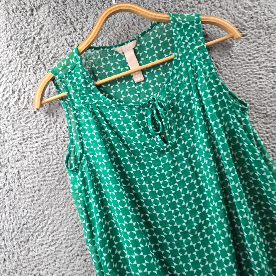 Banana Republis Womens Blouse Top Size S Green Whoite Sheer Sleeveless eBay