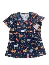 Koi Scrubs Women  s Navy With Animals Leslie Top Size S