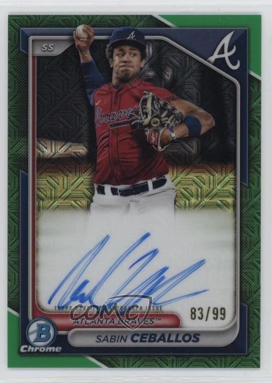 2024 Bowman Chrome Green Refractor 83/99 Sabin Ceballos #BMA-SC Auto 1d3a