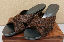 Donald J Pliner Brown Leopard Print Strap. 2" Heel Sandals, Slides Size 6 M US