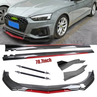 Front Bumper Lip Spoiler Carbon Fiber Side Skirt For AUDI A3 A4 A5 A6 B6 B7 Body