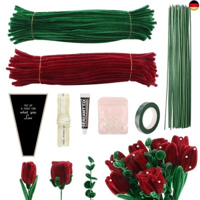 200 Stück Pfeifenputzer Zum Basteln Blumen Pipe Cleaner mit Klebeband