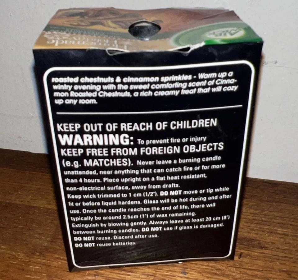 Vela Air Wick canela castañas asadas 4,23 oz siluetas cambiantes de color NUEVO Foto 3 de 4