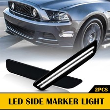 For 2010-2014 Ford Mustang 6000K White LED Front Bumper Side Marker Lights New