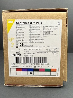 3M Scotchcast Plus Casting Tape 82002B 2in x 4yd Blue 10 Rolls EXPIRED 6/2024