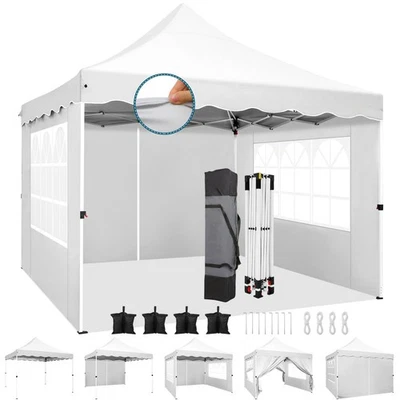 HOTEEL Gazebo 3x3 Pieghevole Impermeabile Stabile con 4 Laterali Protezione UV 50+