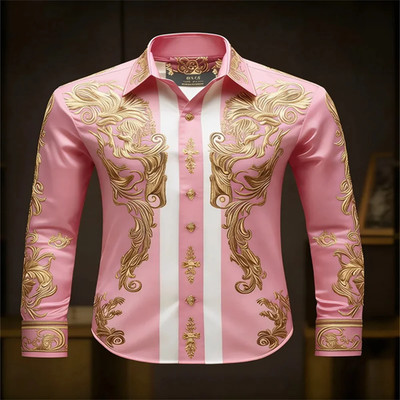 Neues Langarmshirt für Herren, 10 Farben, Streifen, 3D-Druck, hochwertiges Hemd