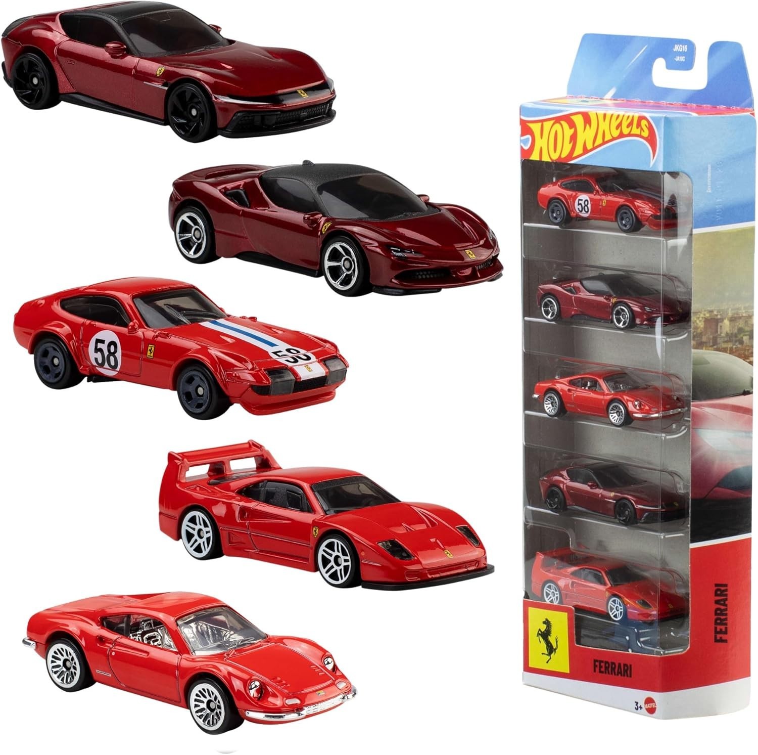 Mattel  Ferrari cars  Der 5er-Pack Hot Wheels Ferrari Serie / Geschenkset - Image 7